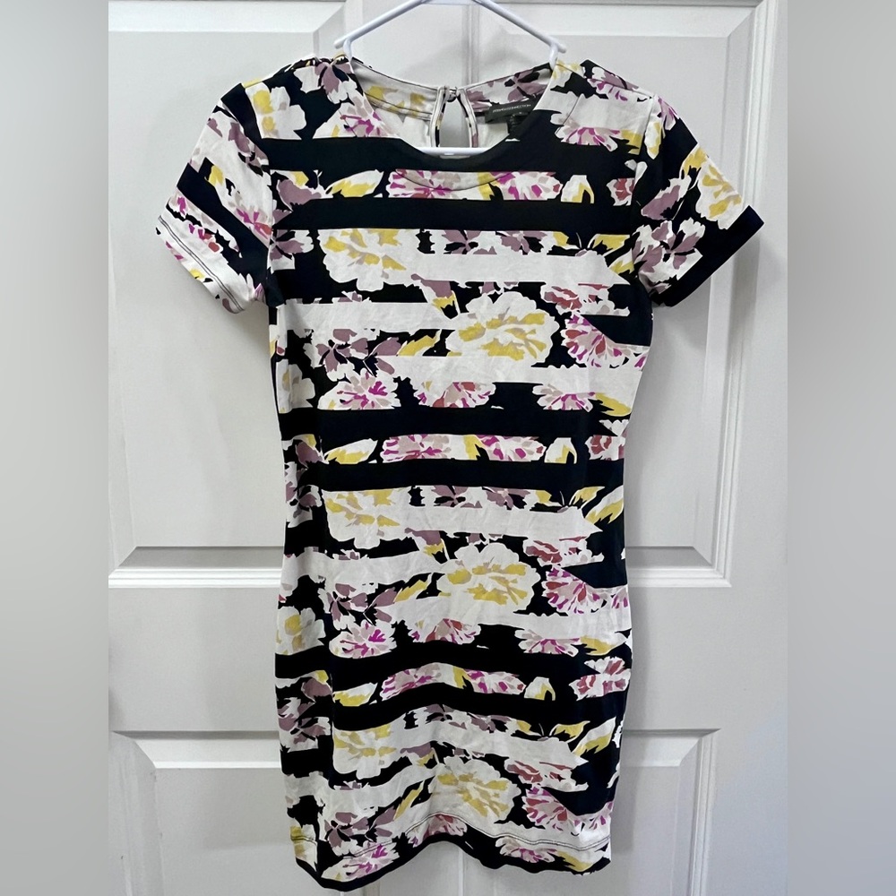 French Connection Floral & Stripe Short Sleeve Women's Dress Size 8